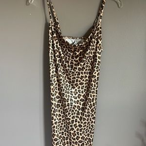 H&M Divided Leopard Cheetah Midi Dress Size XS